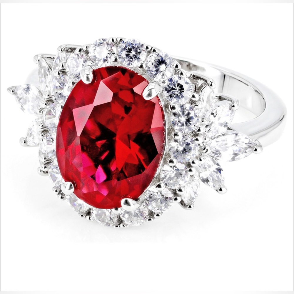 Lab Created Ruby And White Cubic Zirconia Rhodium… - image 2